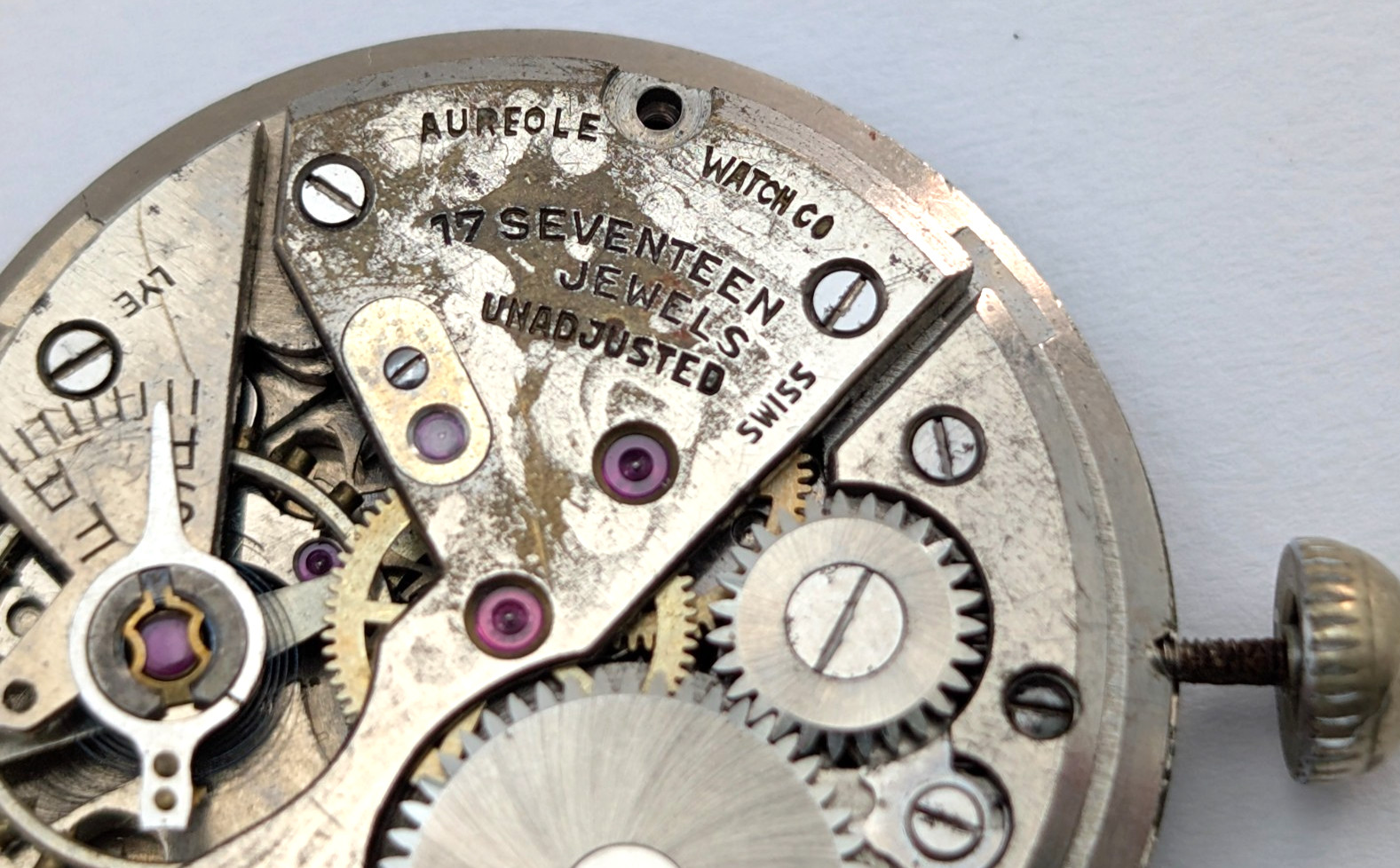 HERALD Aureole 17j WWII Military Style Field Watch 26mm Movement PARTS or REPAIR