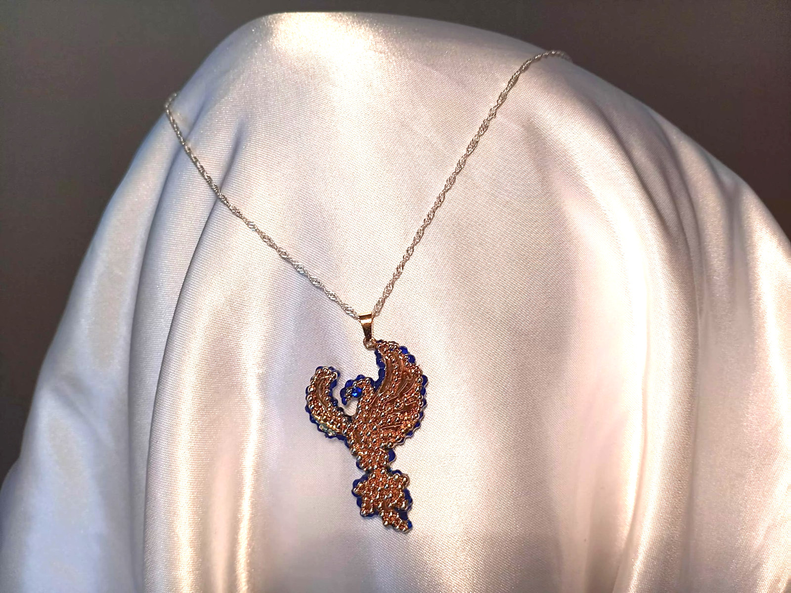 Crystal Phoenix Necklace – Dual Ice & Fire Bird Jewelry – Phoenix Set Gift