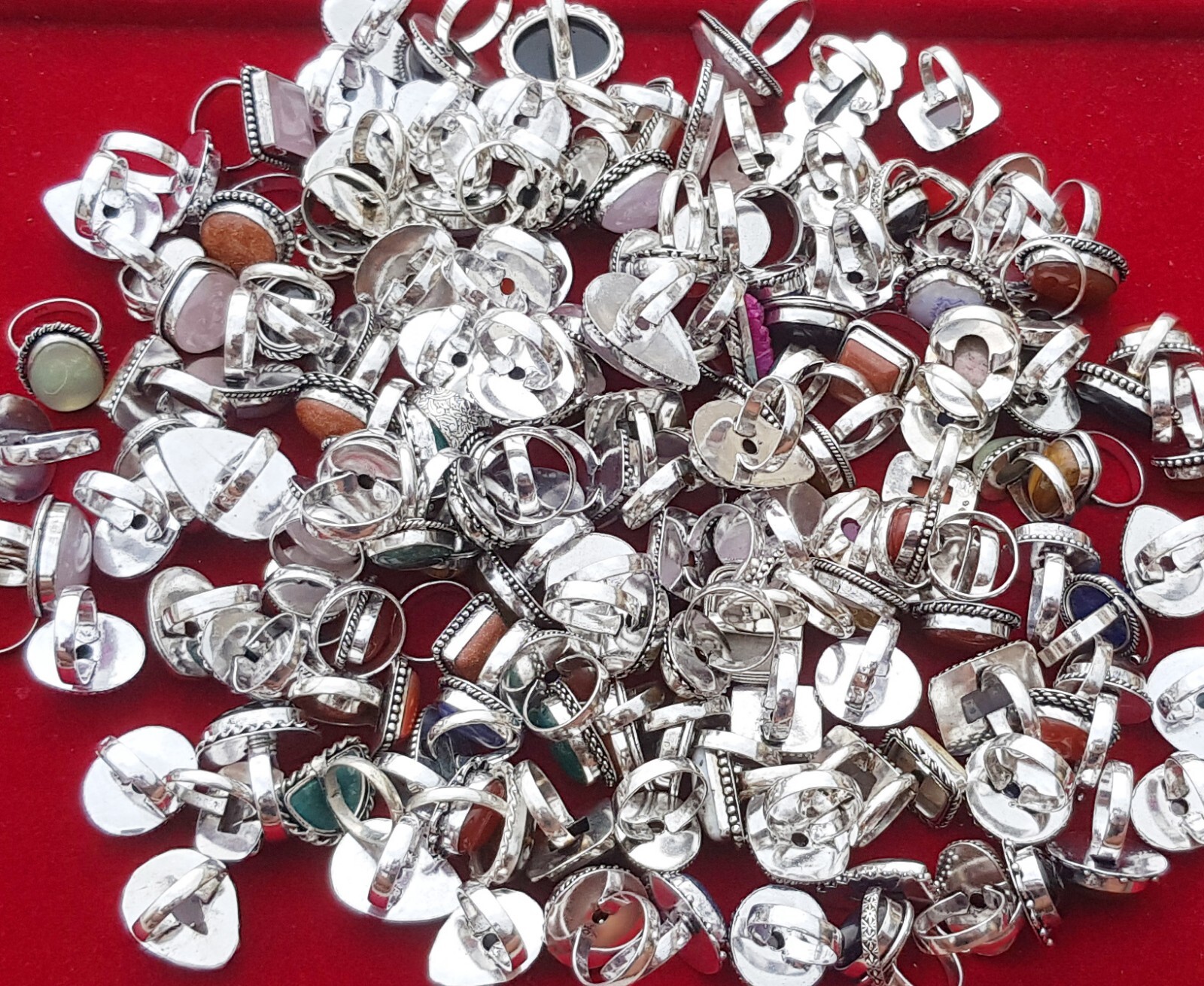 Assorted Gemstone Silver Plated Handmade Ring For Women