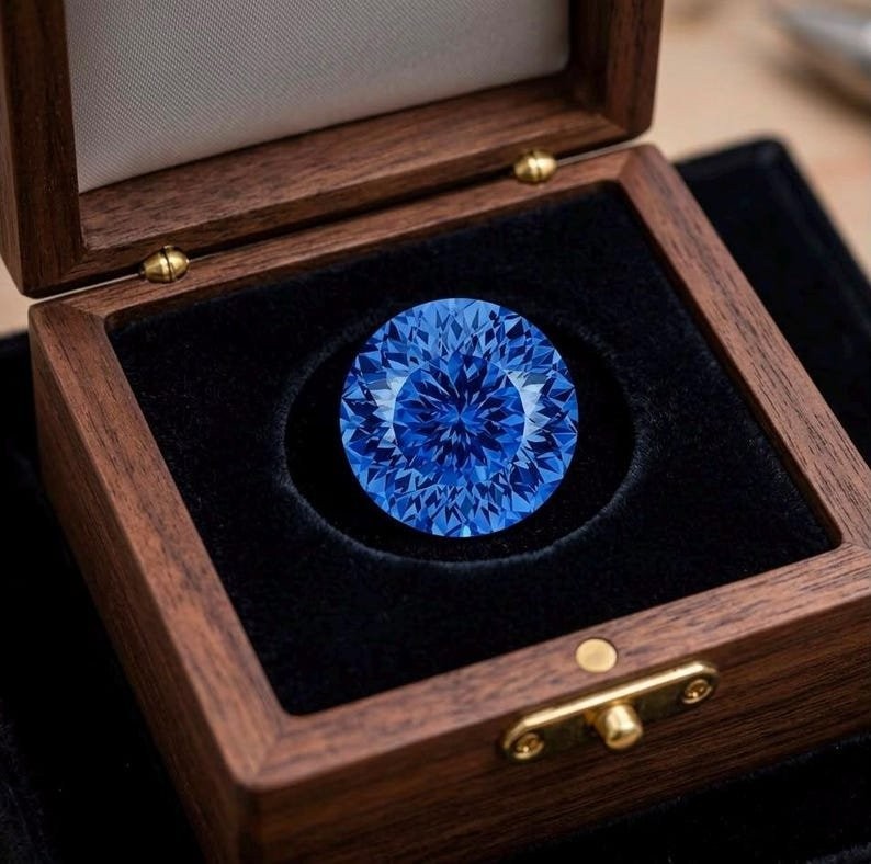 AAA+ 4Ct Blue Color Lab Grown Blue Sapphire Round Cut VVS1 Loose Gemstone
