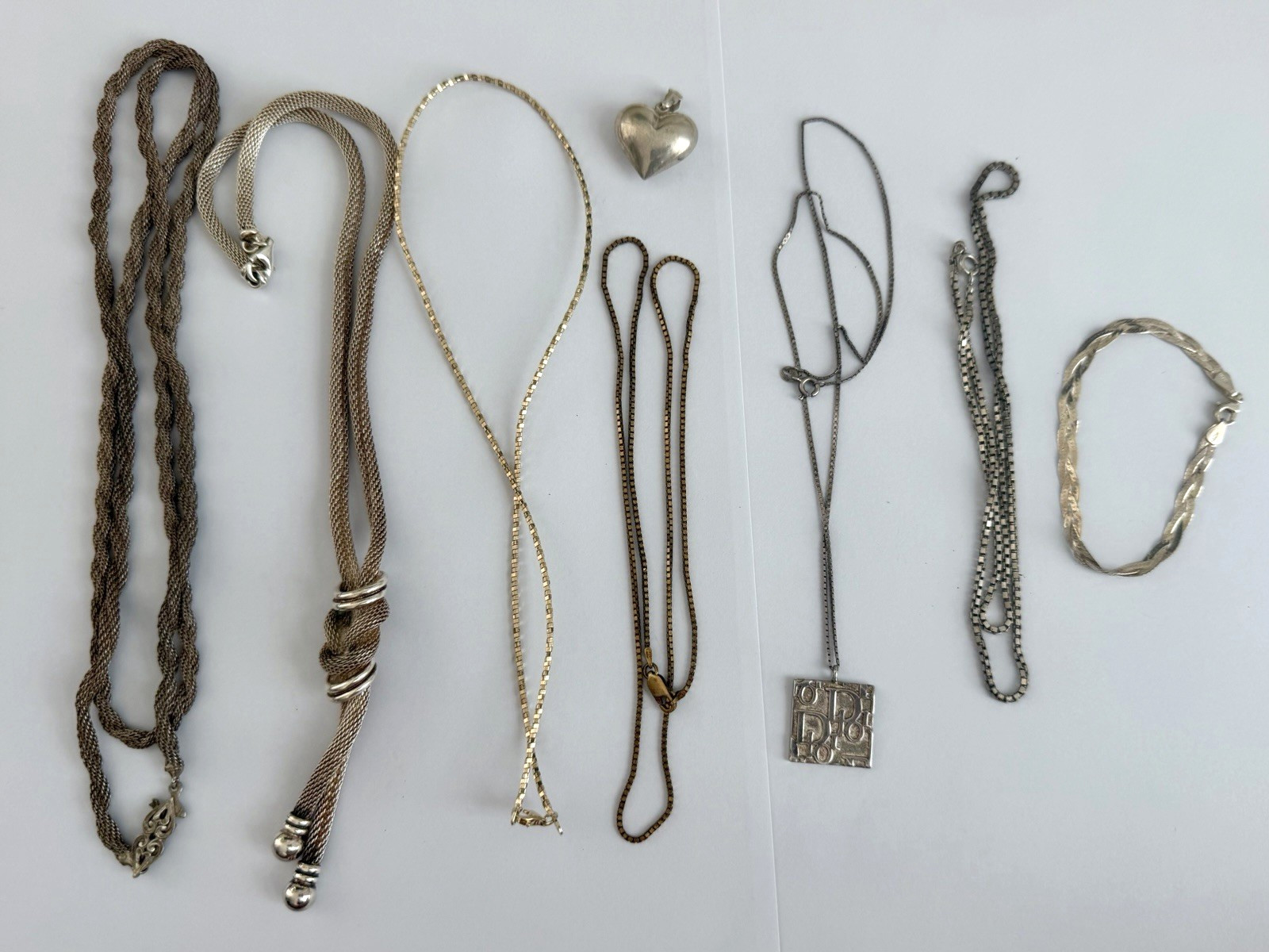 Substantial Vintage 925 Sterling Silver Jewelry Lot 8pcs 114g Necklaces Bracelet