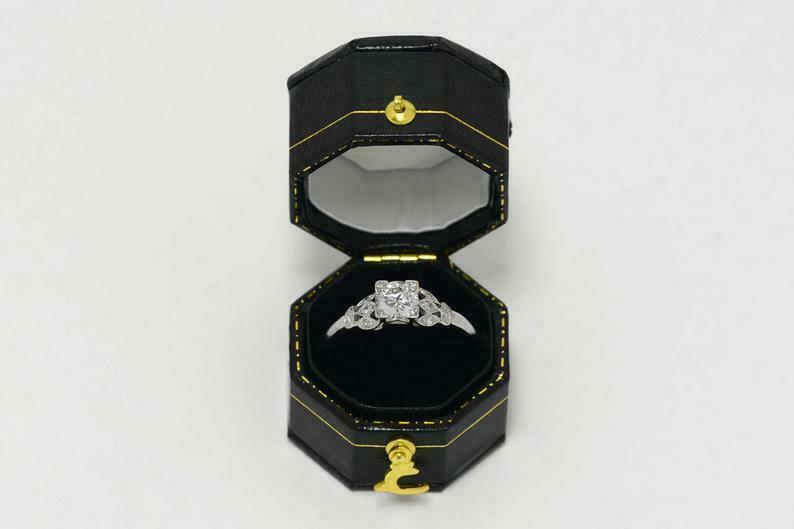 Vintage Engagement Ring 1.90Ct Round Cut Moissanite 14k White Gold in Size 5.5