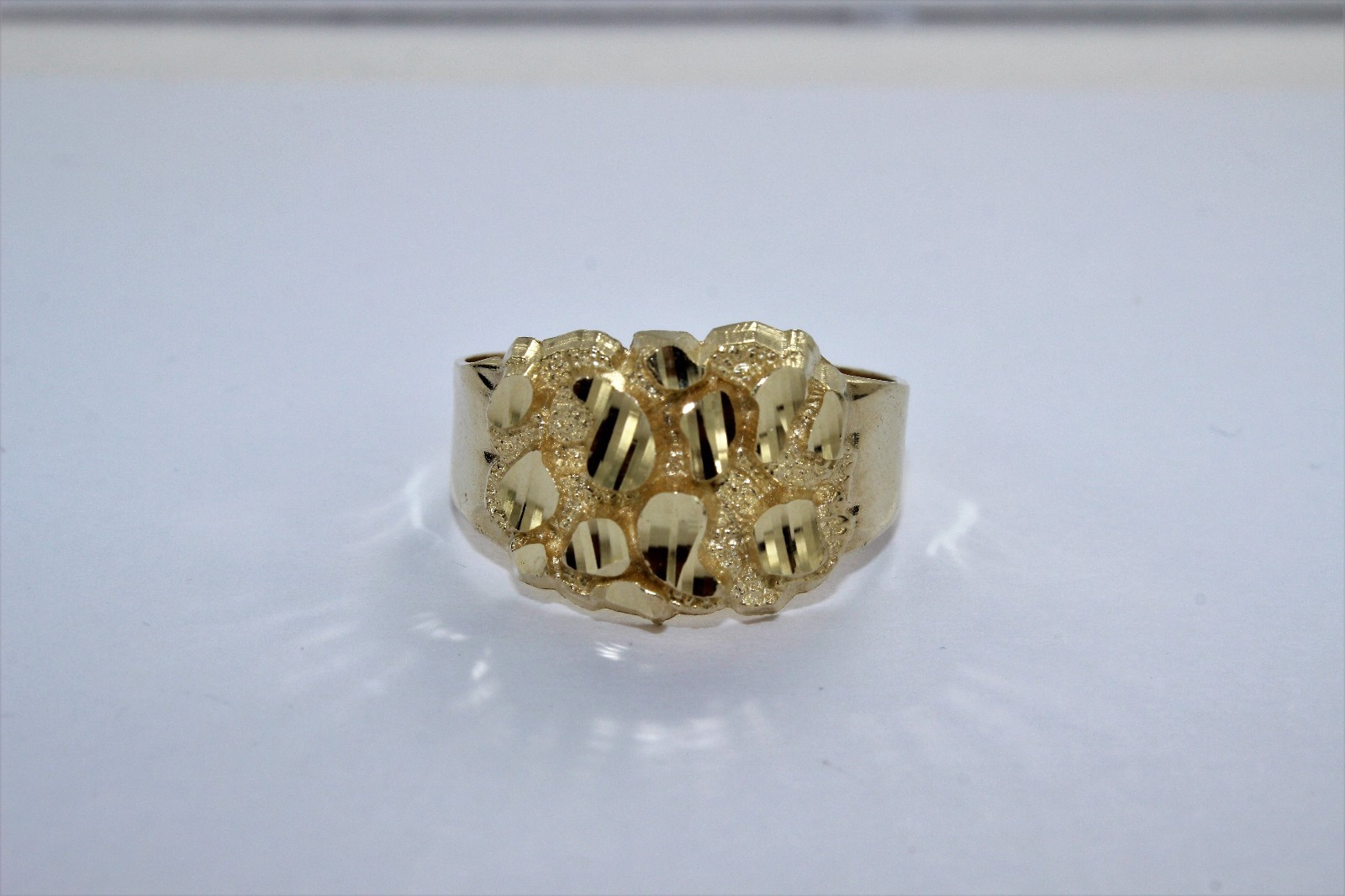 Authentic 14K Yellow Gold Nugget Ring Diamond Cut 3 Sizes & Ring Size 5 ~ 13