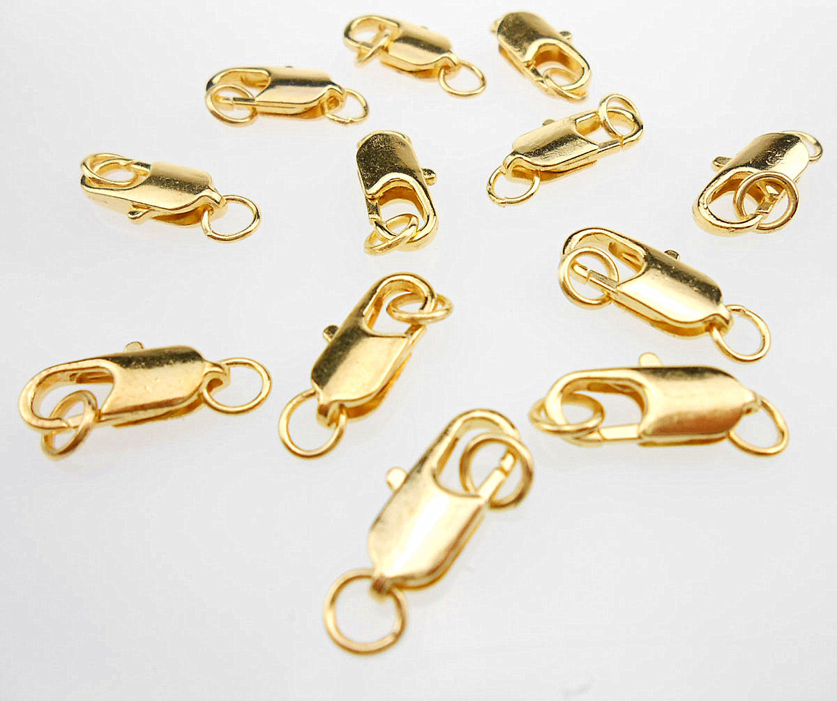Wholesale DIY Necklace Jewelry Findings 18K Yellow Gold GF Lobster Clasps Free