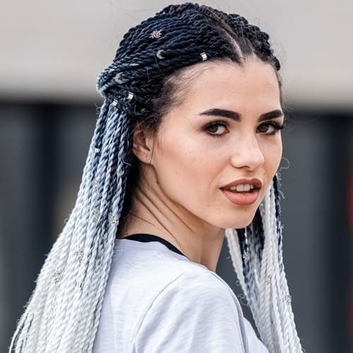 50 PCS Silver Hair Jewelry for Braids Accessories, 5 Styles Hair Cuffs for