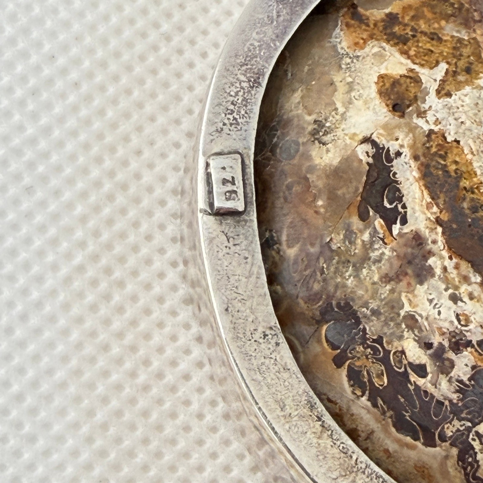 Ammonite Fossil Pendant Sterling Silver 69+g