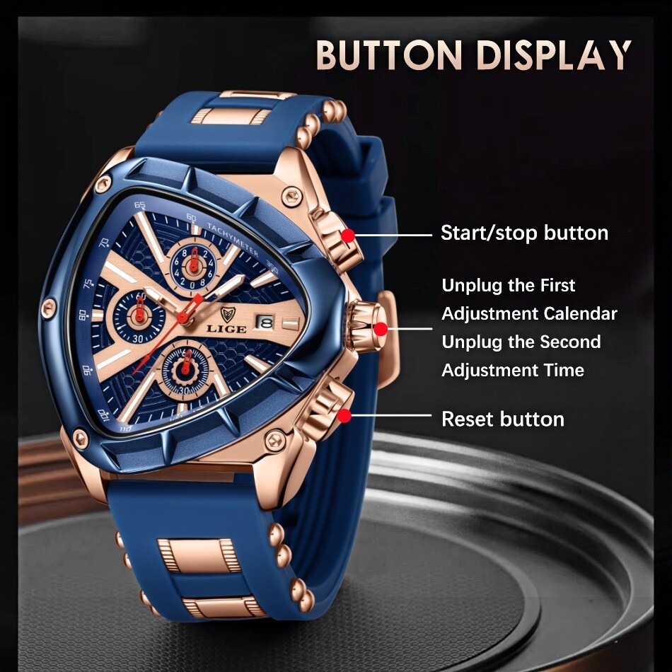 Luxury Men Watch Quartz Sport Analog Date Chronograph 3ATM Waterproof Wristwatch