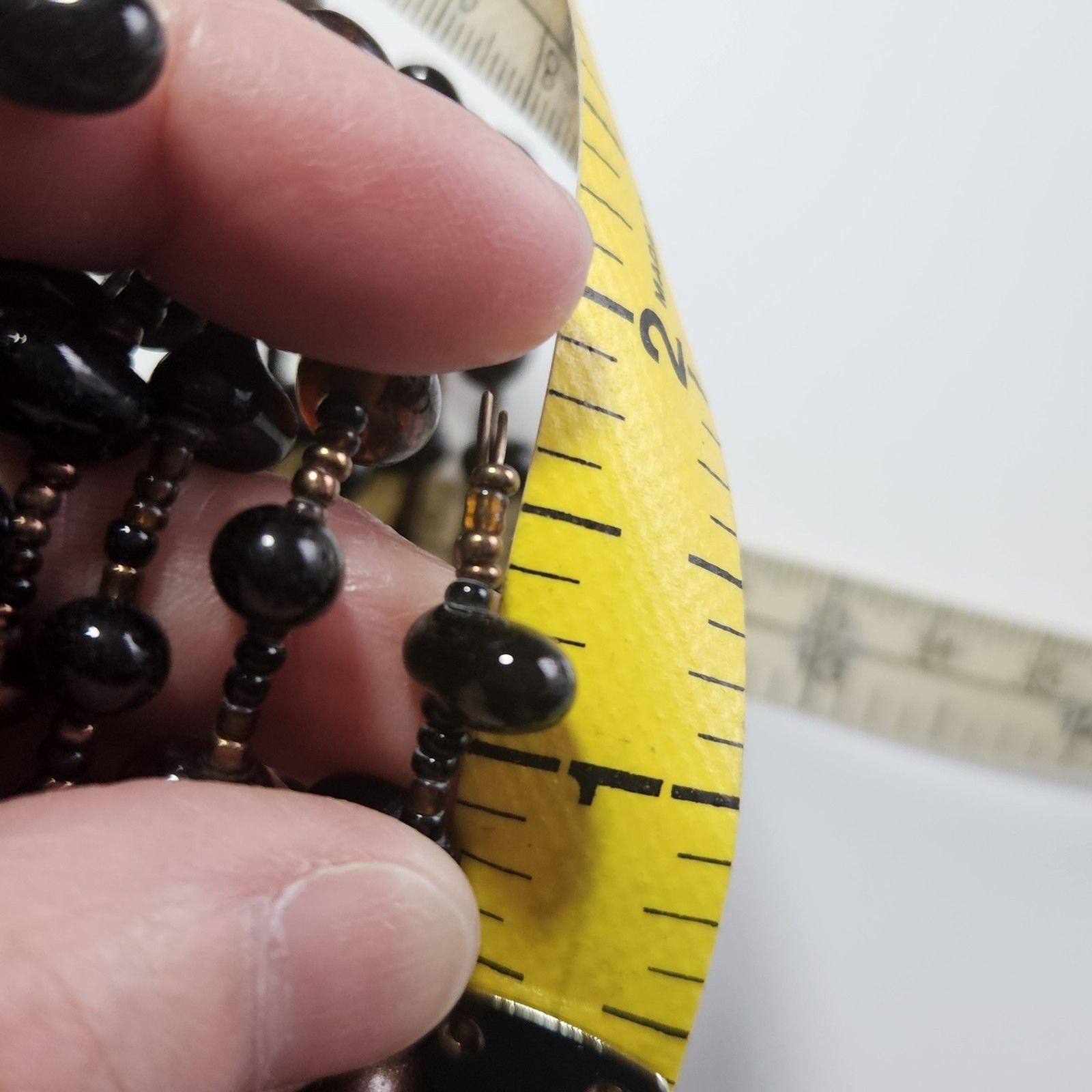 Brown Glass Beaded Wrap Around Bracelet Artisan Seed Bead