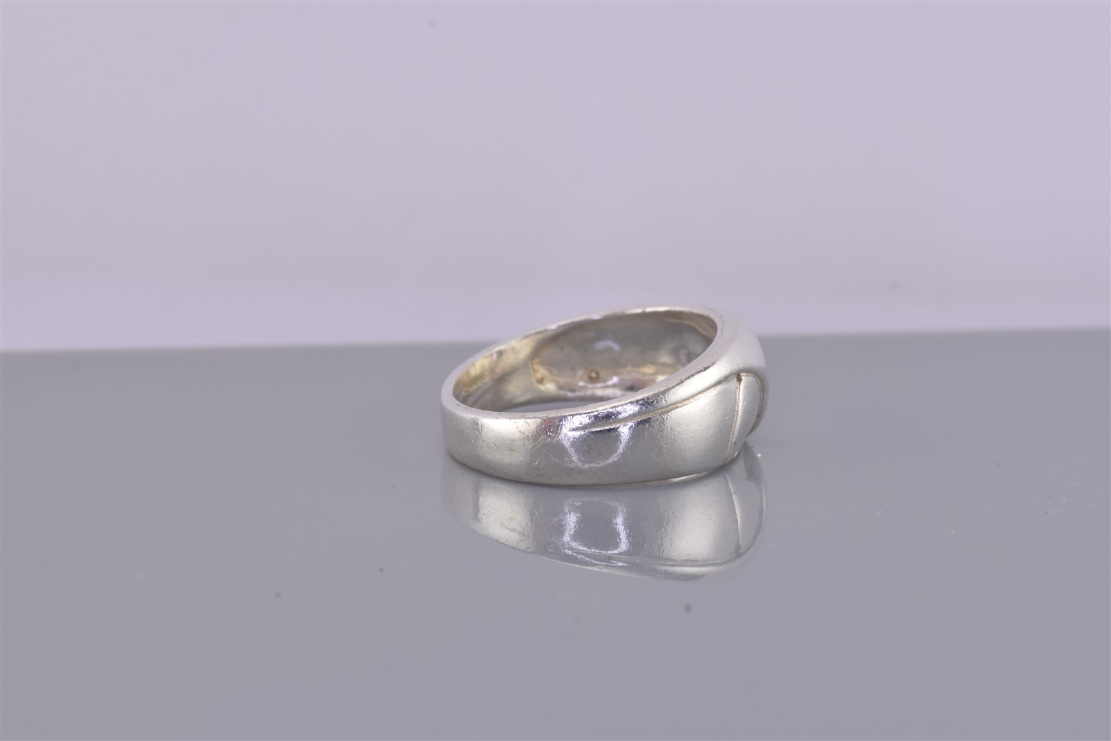 CMI Sterling Silver Flat Fold Over Carved Swirl Dome Band Ring 925 Sz: 8