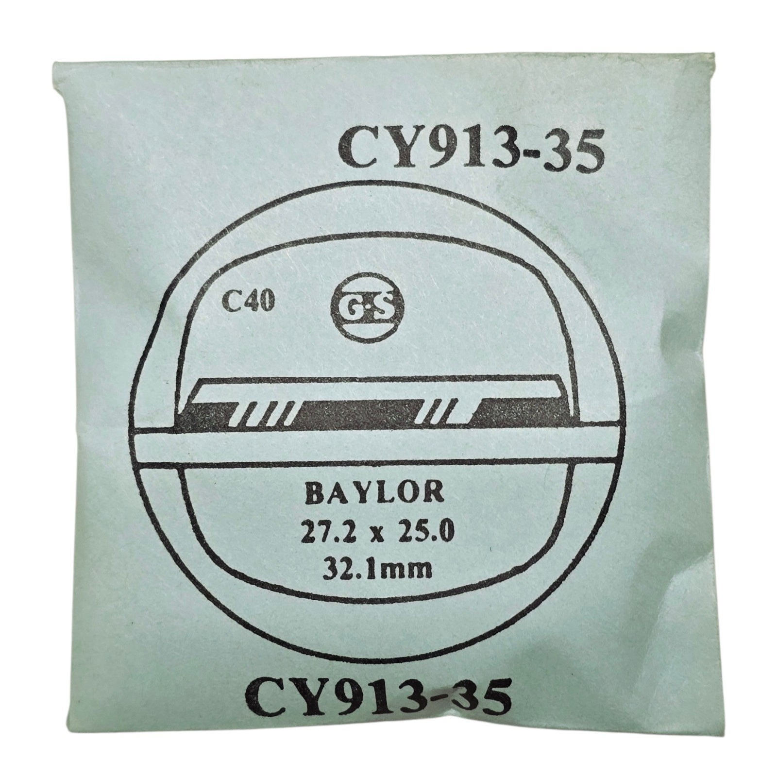 G-S, CY913-35 Replacement Watch Crystal Part BAYLOR, 27.2 x 25.0, 32.1mm