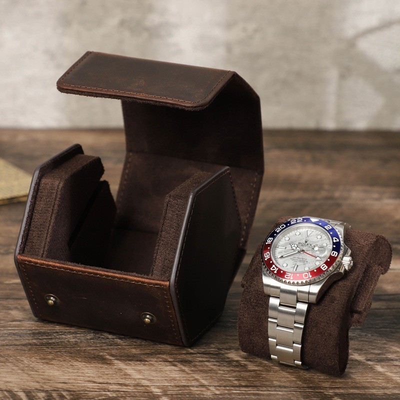 Genuine Leather Watch Case Single Travel Watch Box Protective Holder Gift Men