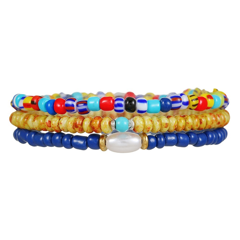 Colorful Beaded Bracelet Set Boho Style Handmade Stretch Jewelry for Men Women