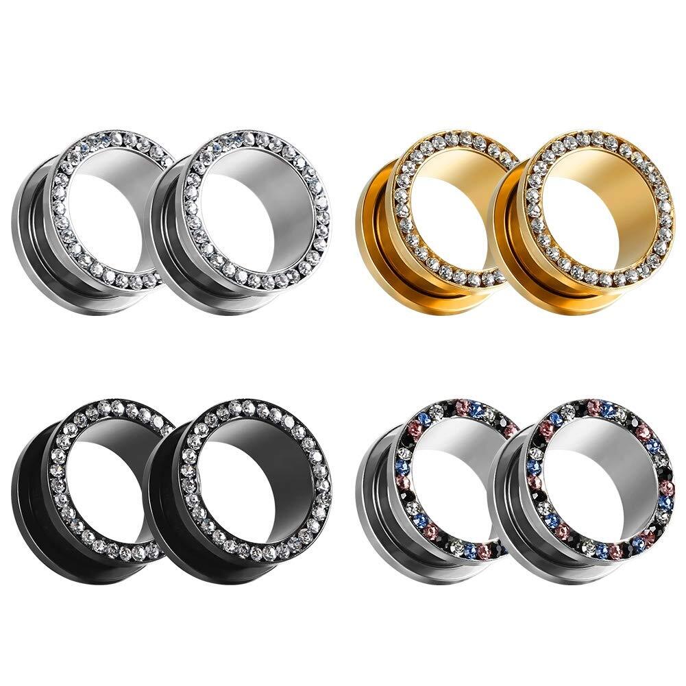 8 PCS Ear Tunnels Plugs Gauges Stainless Steel Expander Stretcher Piercings