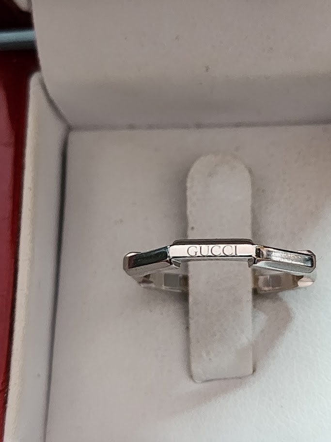 GUCCI PLATINUM LINK TO LOVE WEDDING BAND RING SIZE 7.5