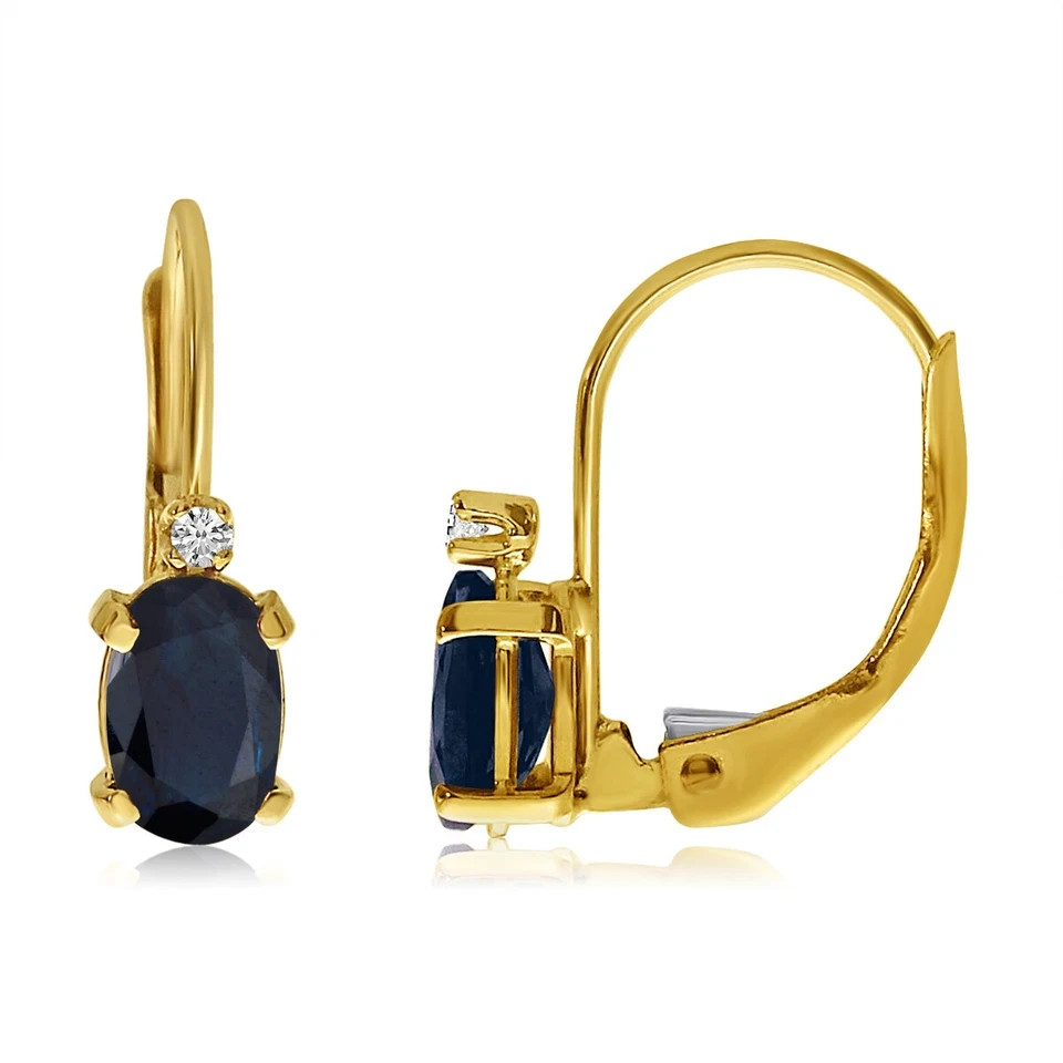 3.29 Ct Oval Cut Blue Sapphire Earrings Gift Earrings 14K Yellow Gold