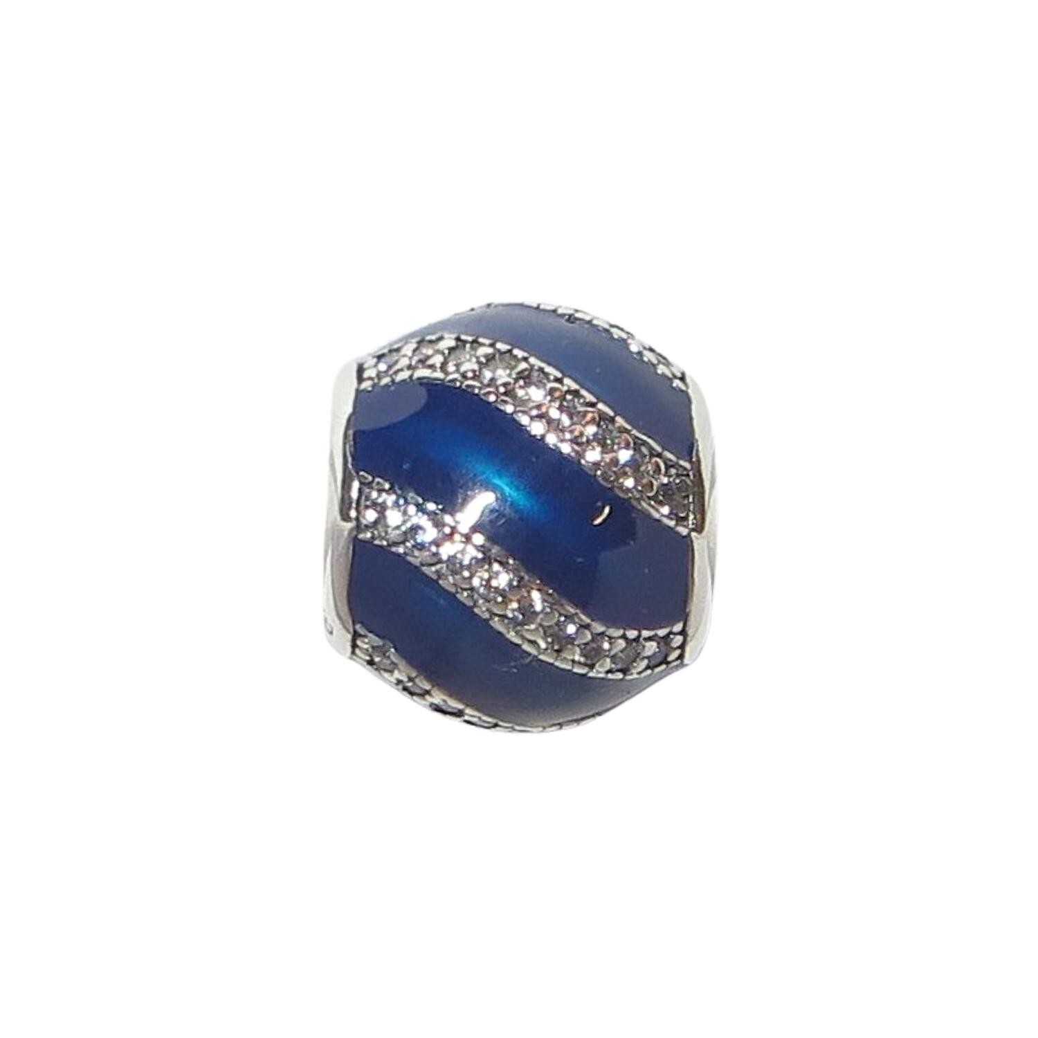 Pandora Adornment Blue Enamel Clear CZ & Sterling Silver .925 Charm 791991EN118
