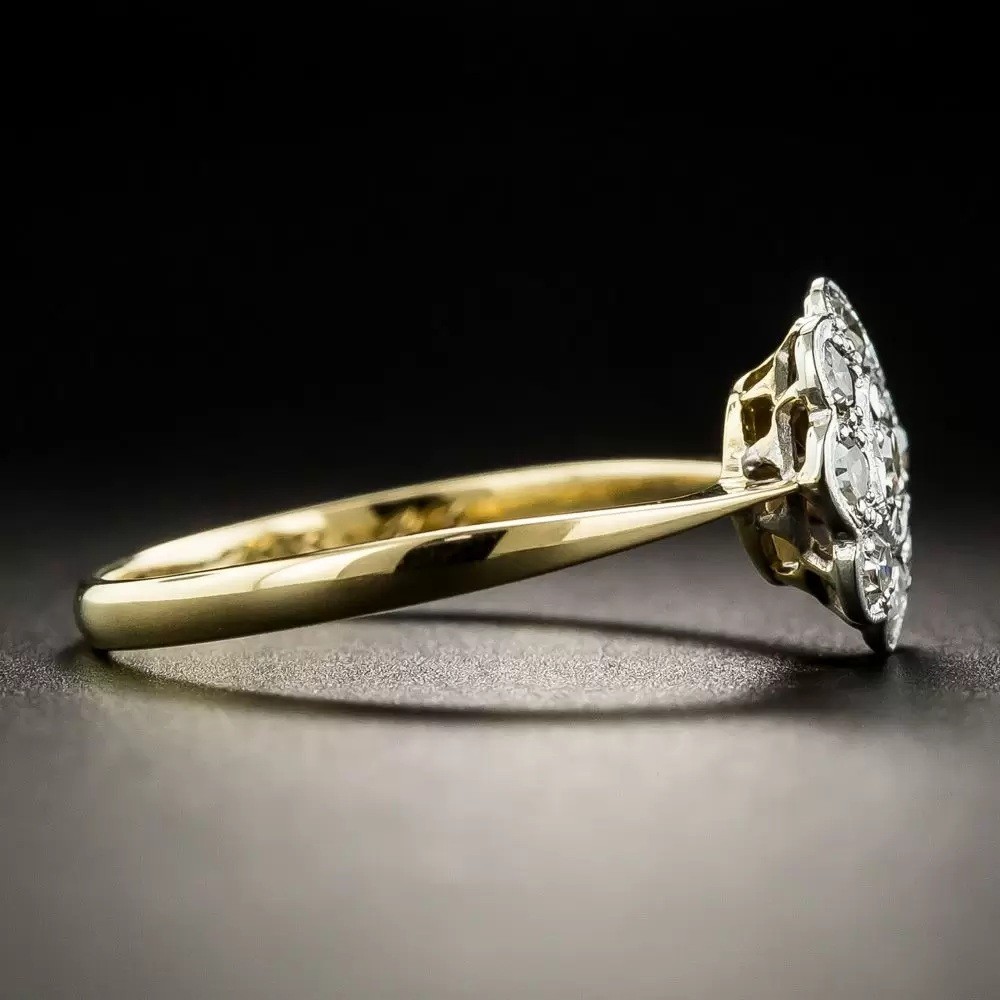 Vintage Art Deco 0.36ct White Round Bezel Set Engagement Ring 14K Gold Finish