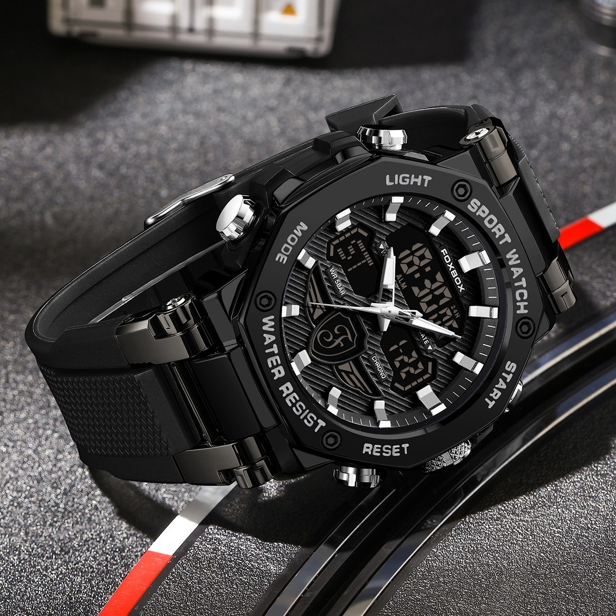 Men Watch Big Dial Quartz Digital Analog Luminous Waterproof Sport Wristwatch