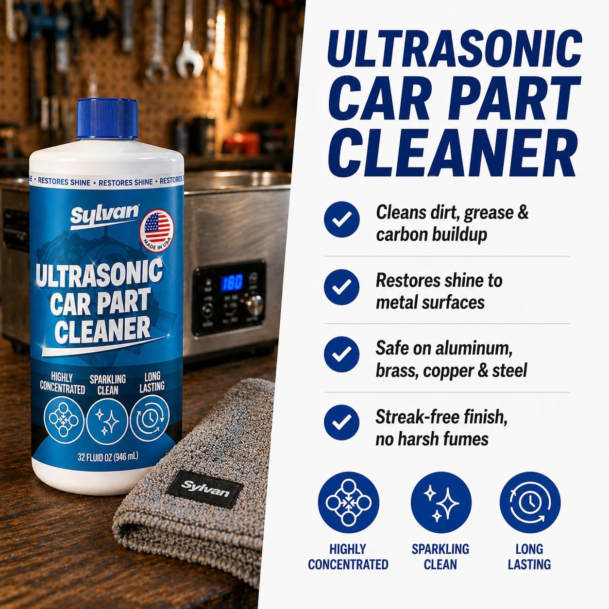 32 Oz. Ultrasonic Carburetor & Parts Cleaner Solution