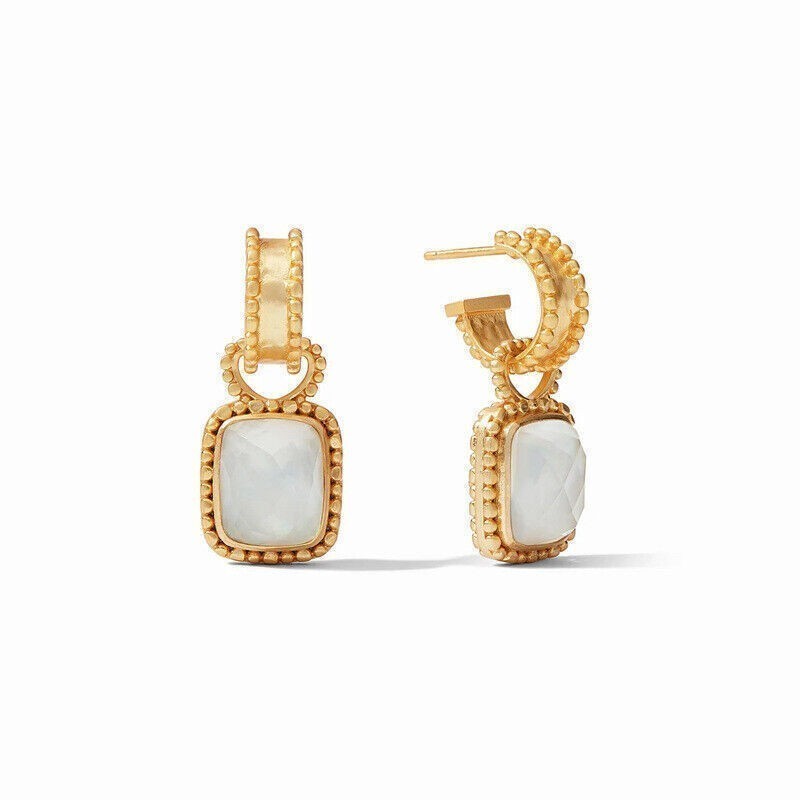 Julie Vos Elegance Gold Marbella Square Shell Freshwater Pearls Earings
