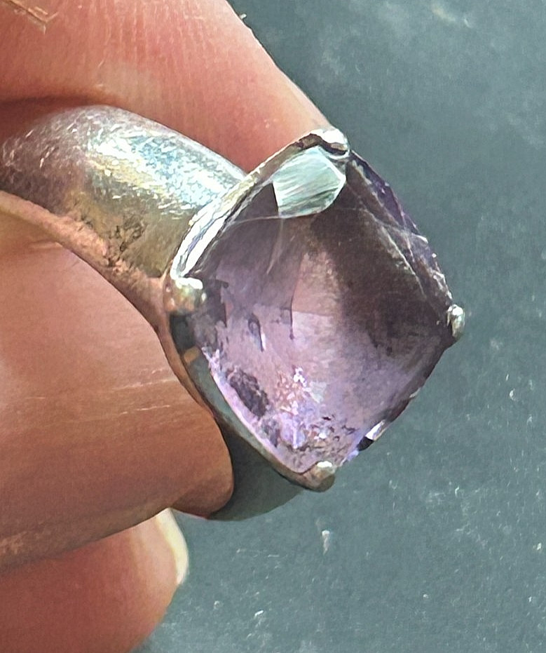 Amethyst in a Sterling Silver Setting Sz 7 Cushion Cut 5.11 cts Approx.