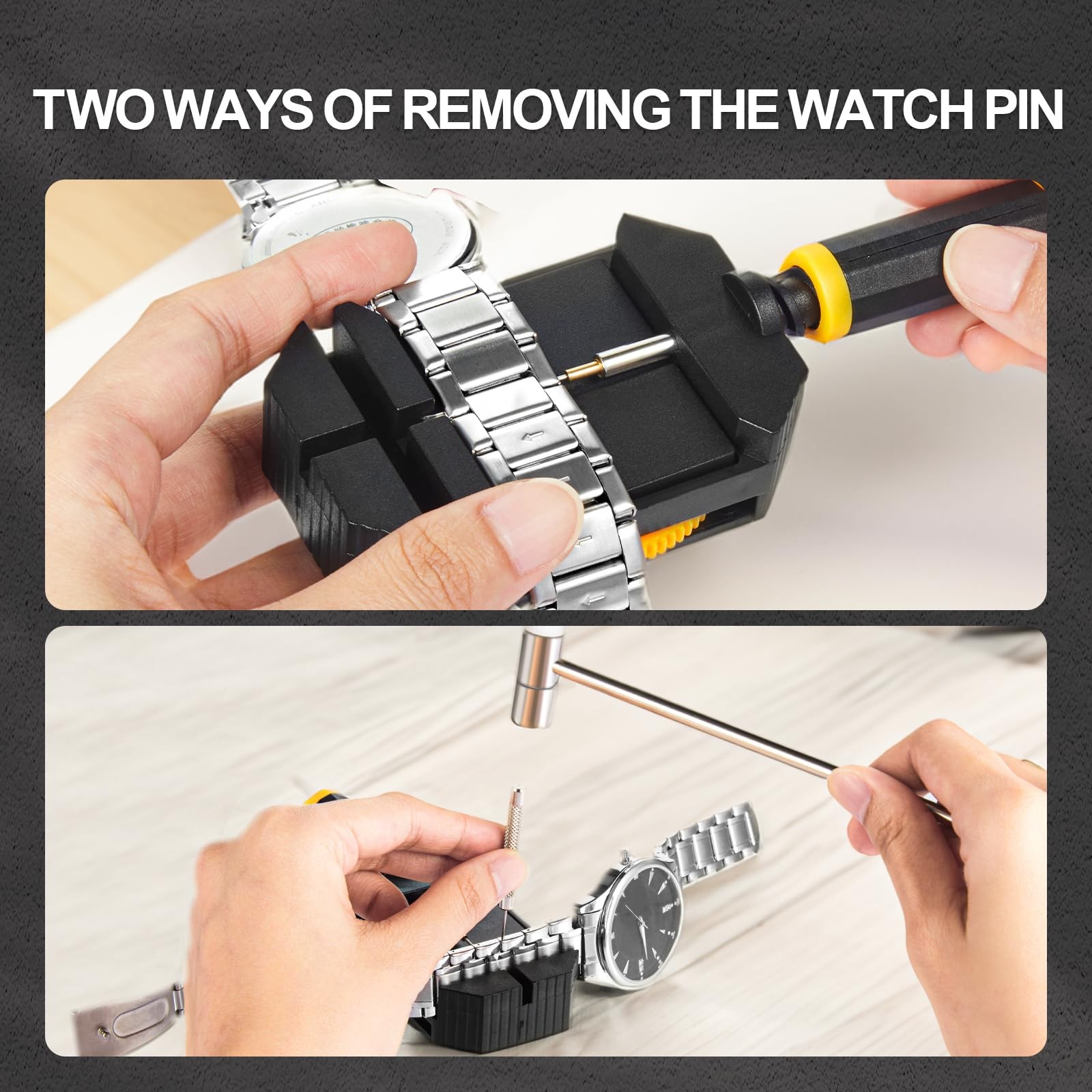 Watch Link Removal Kit, Resizing Tool for Bracelet Adjustment & Replacement, Pin