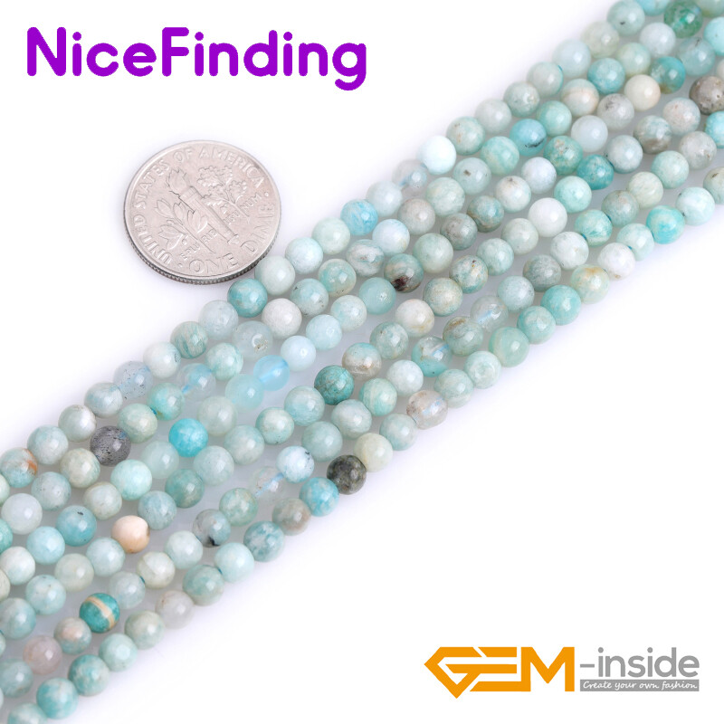 African Blue Amazonite Natural Gemstone Round Loose Beads Jewelry Making 15”