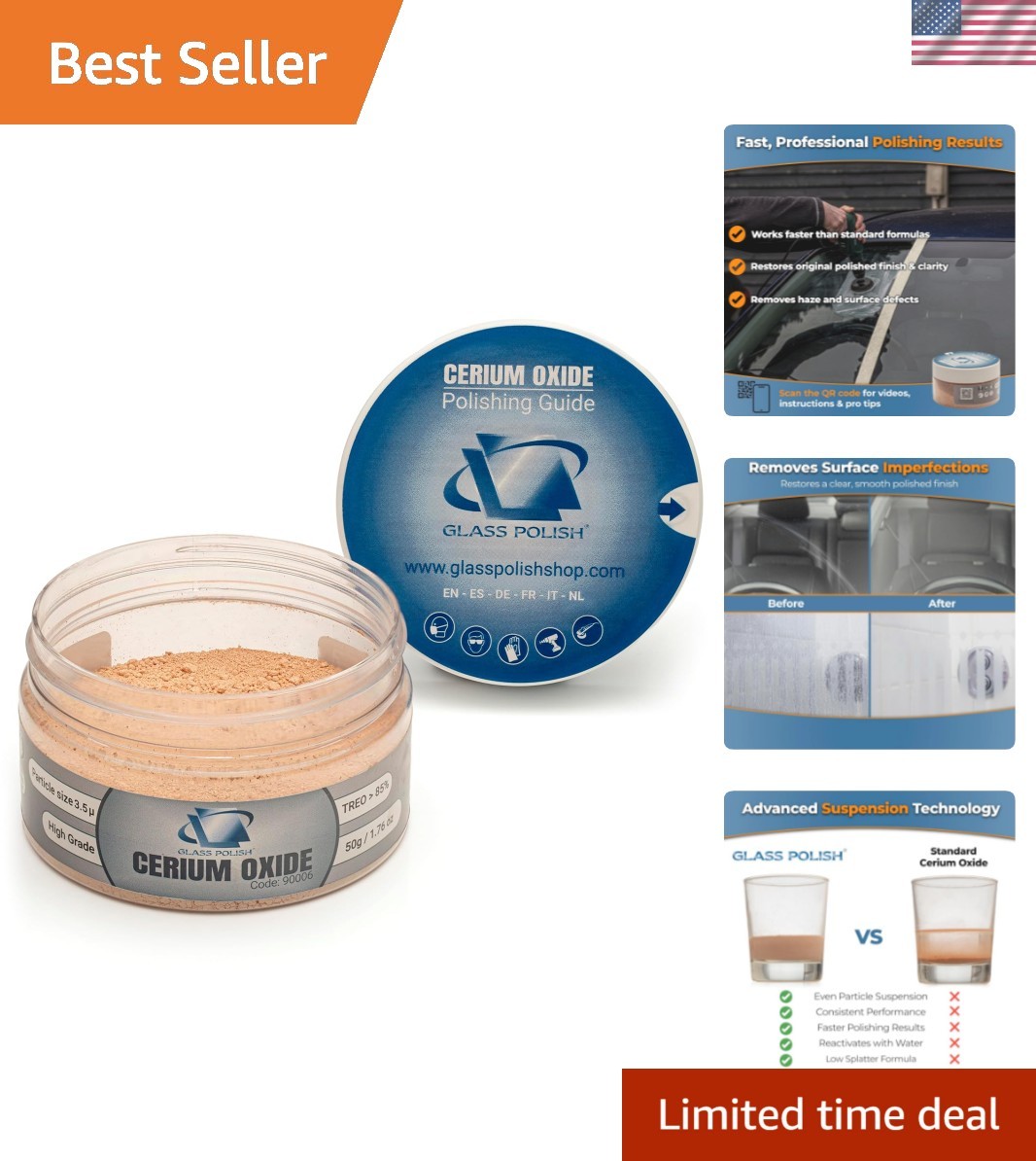 PRO Cerium Oxide ing Powder – 1.76oz 50g High-Grade 85% Pure Suspension-Treat…