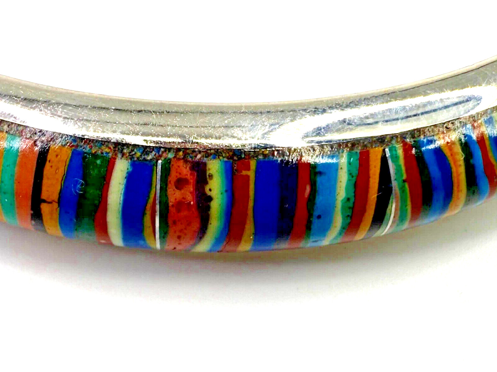Mine Finds by Jay King Sterling Silver Rainbow Calsilica Bangle Bracelet
