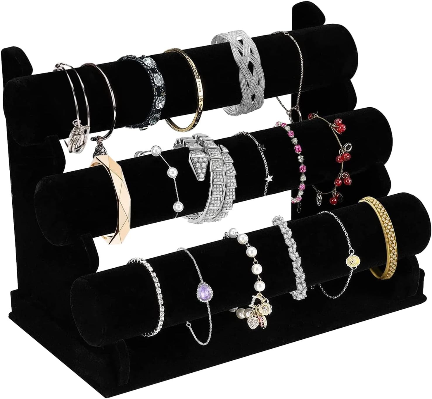 Versatile Velvet Jewelry Stand – Detachable T-Bar for Organizing Bangles & More