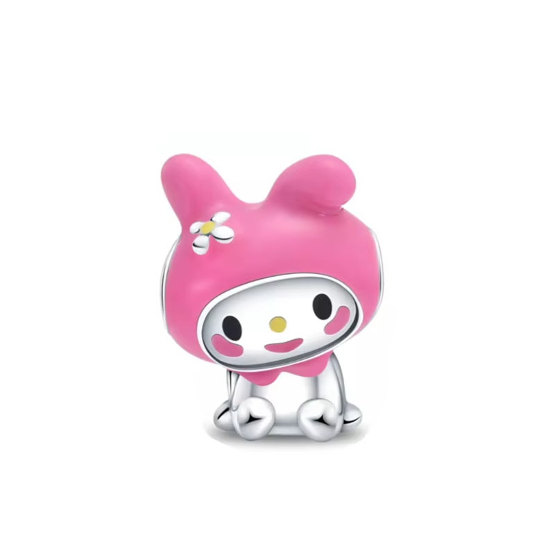 HELLO KITTY MY MELODY 925 STERLING SILVER EUROPEAN BRACELET CHARM BEAD & POUCH!