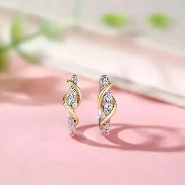 Women Engagement Hoop Earrings Round Cut Simulated Diamond 925 Starling Silver