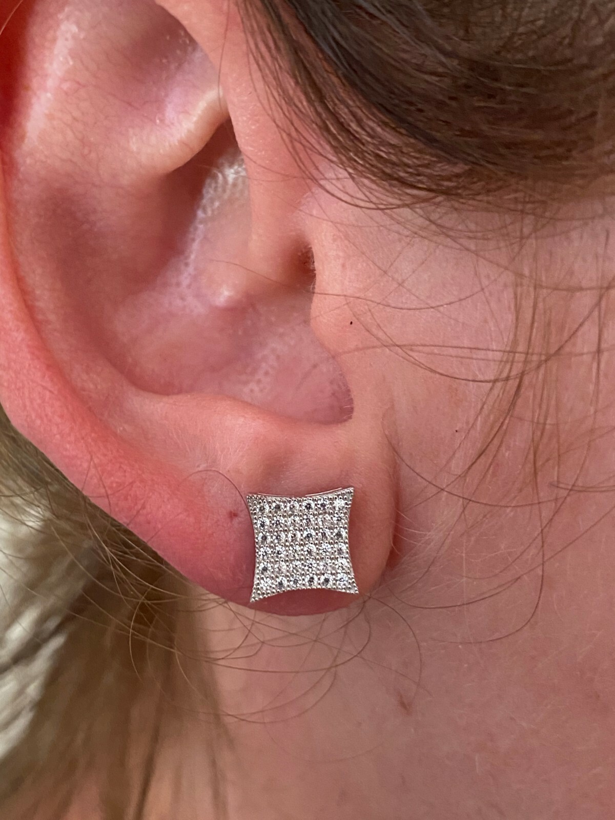 Real 925 Silver Iced Hip Hop Square Kite Earrings REAL MOISSANITE Pass Tester