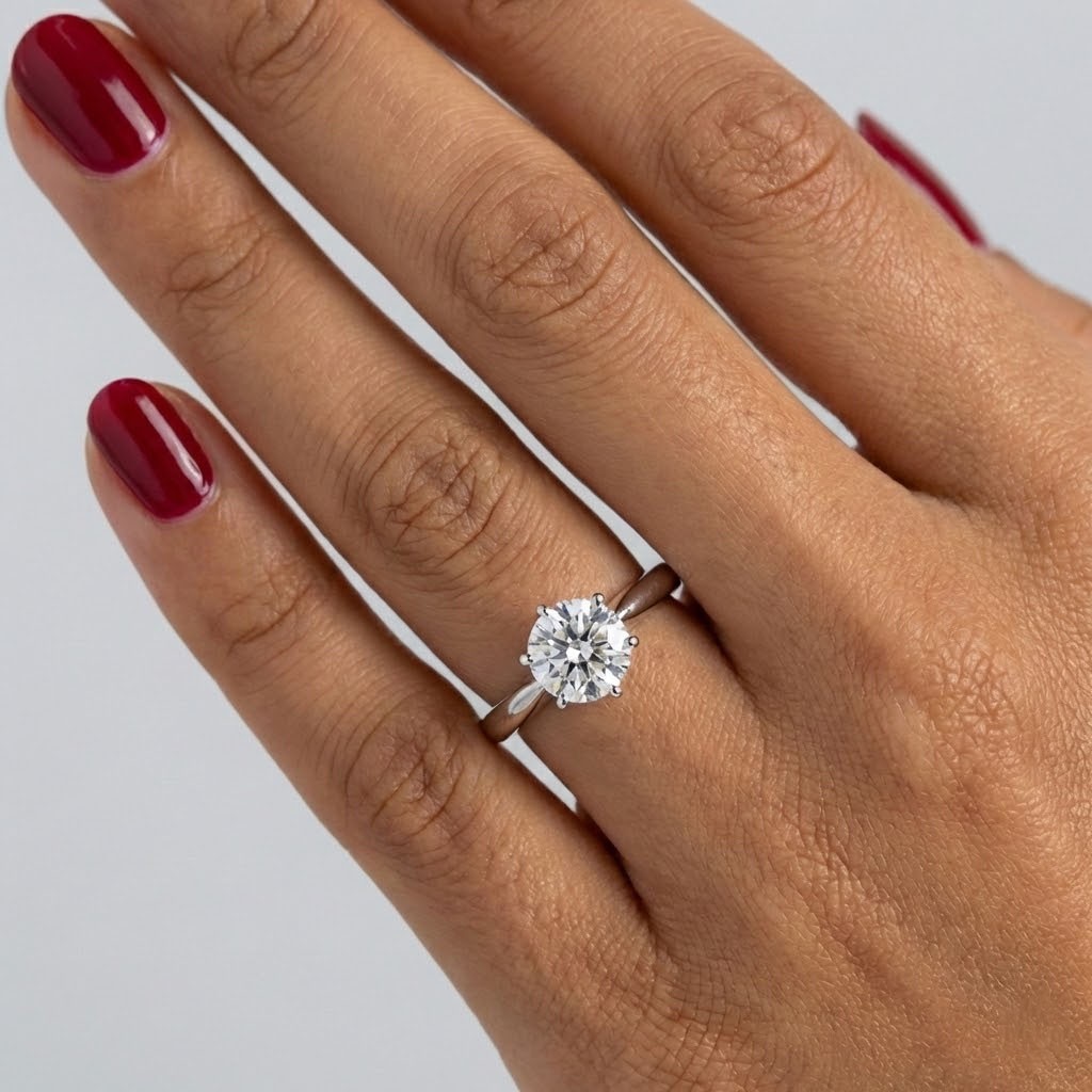 Solitaire Engagement Ring 14K Gold Classic 0.78 CT Round Lab-Grown Diamond D VS2