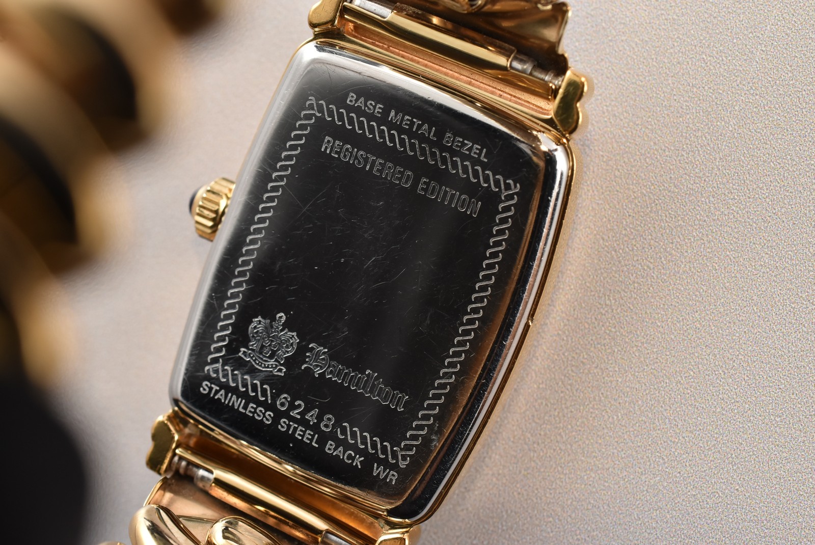 N MINT Hamilton 6248 Tonneau Vintage Watch Gold Dial Small Second Ladies Women