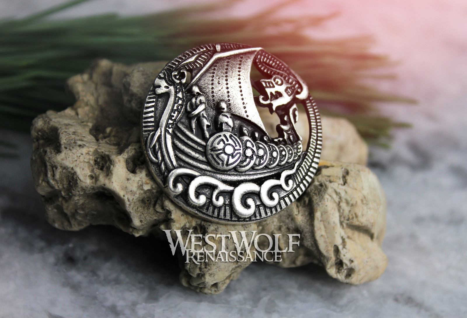 Viking Raiders Brooch – Norse Pin — Drakkar/Longboat/Ship/Shields/Dragon/Steel