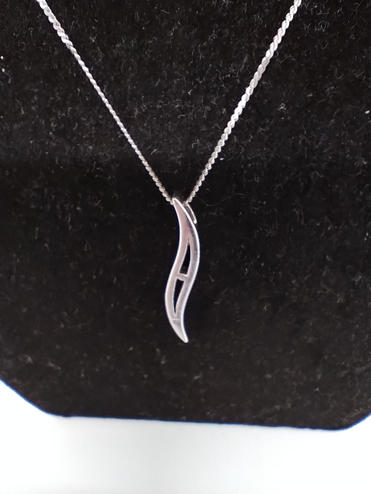Vintage 925 Sterling Silver Wave Pendant & Link Chain Necklace 36cm Long 4.1g