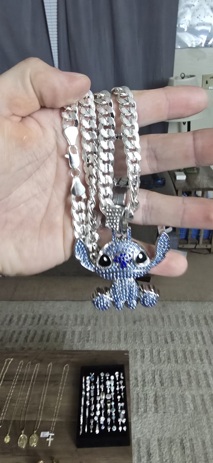 925 Stamped Diamond Cut Cuban With Stitch Pendant
