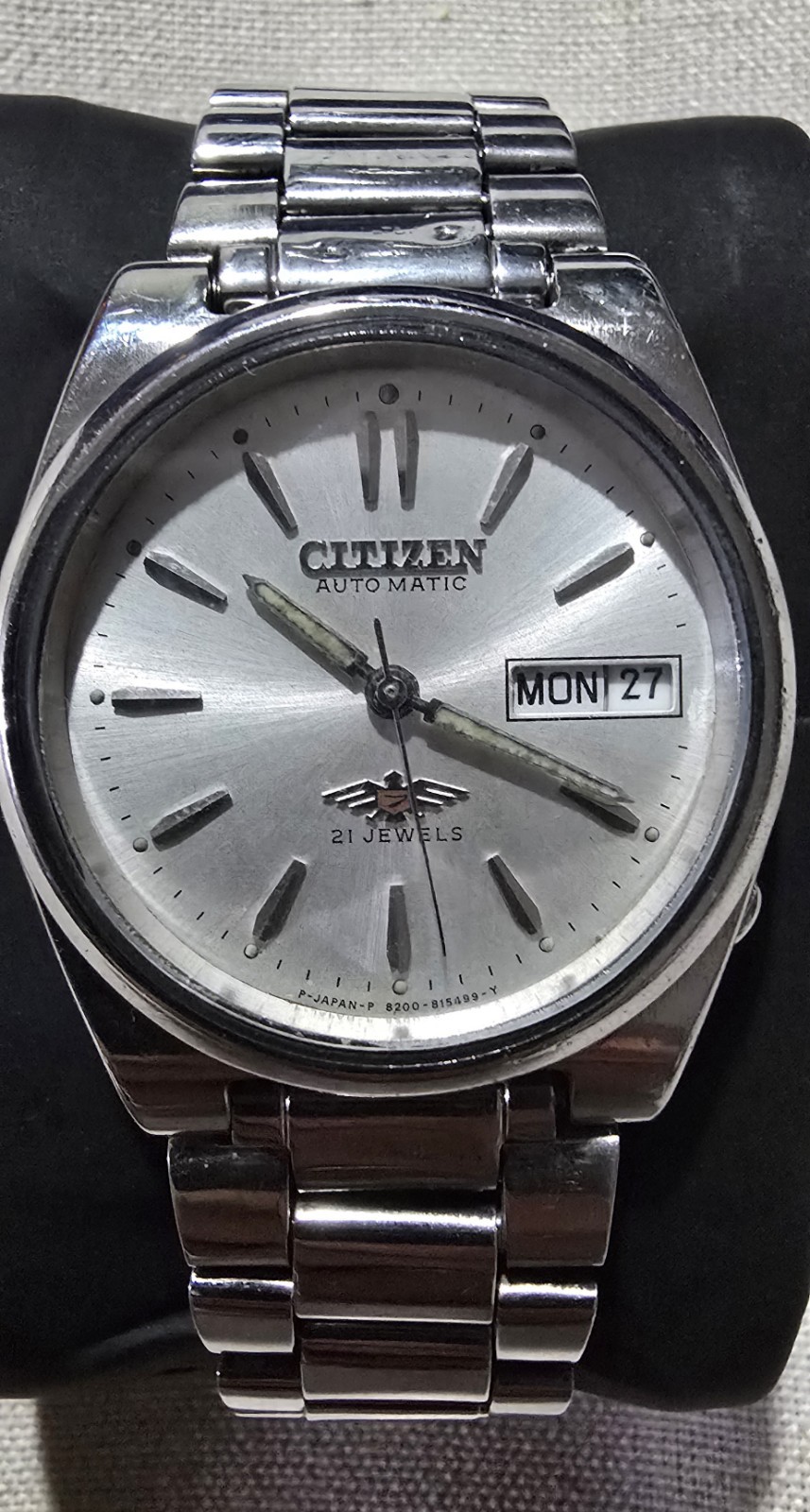 Citizen Automatic 21 Jewels Day Date Silver Dial Men’s Watch GN-4W-S Runs