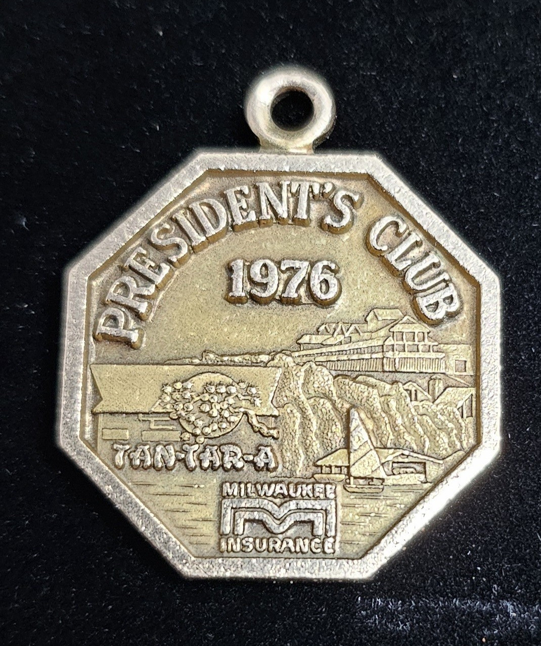 1/5 10K Yellow Gold President’s Club 1976 Octagon Charm Pendant w/ Bail