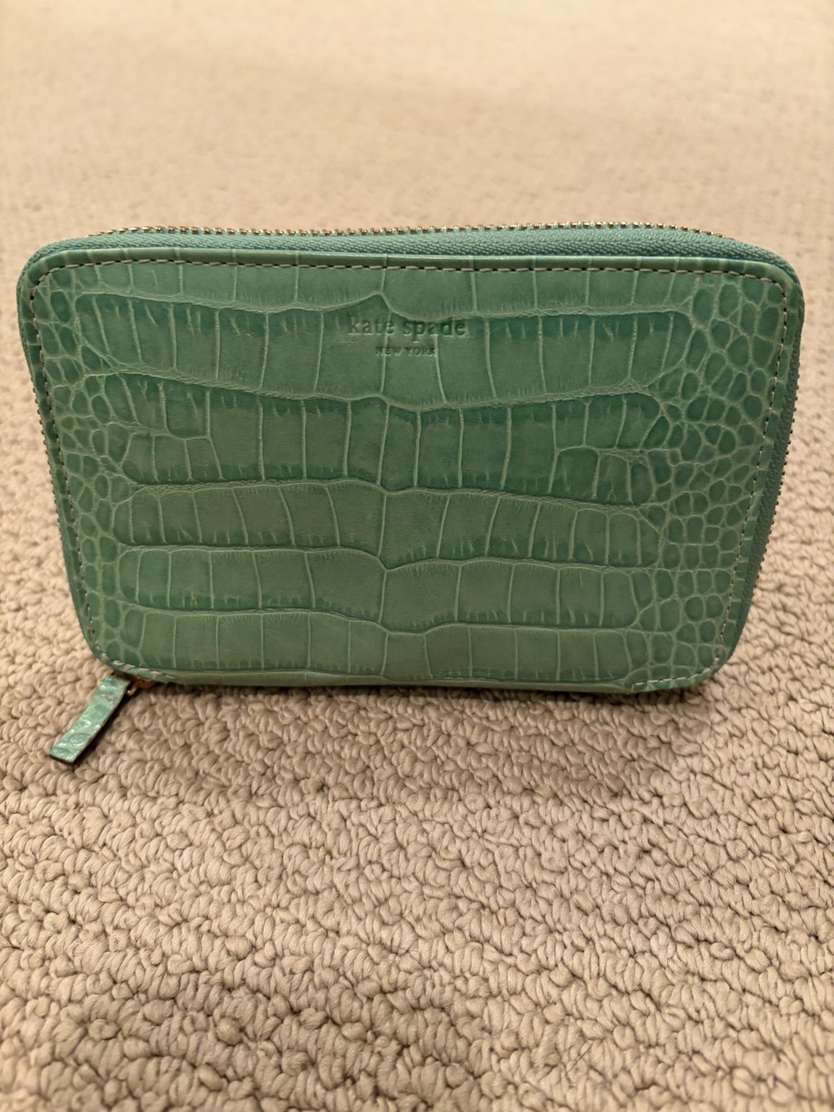 Kate Spade Green Crocodile Jewelry Travel Case