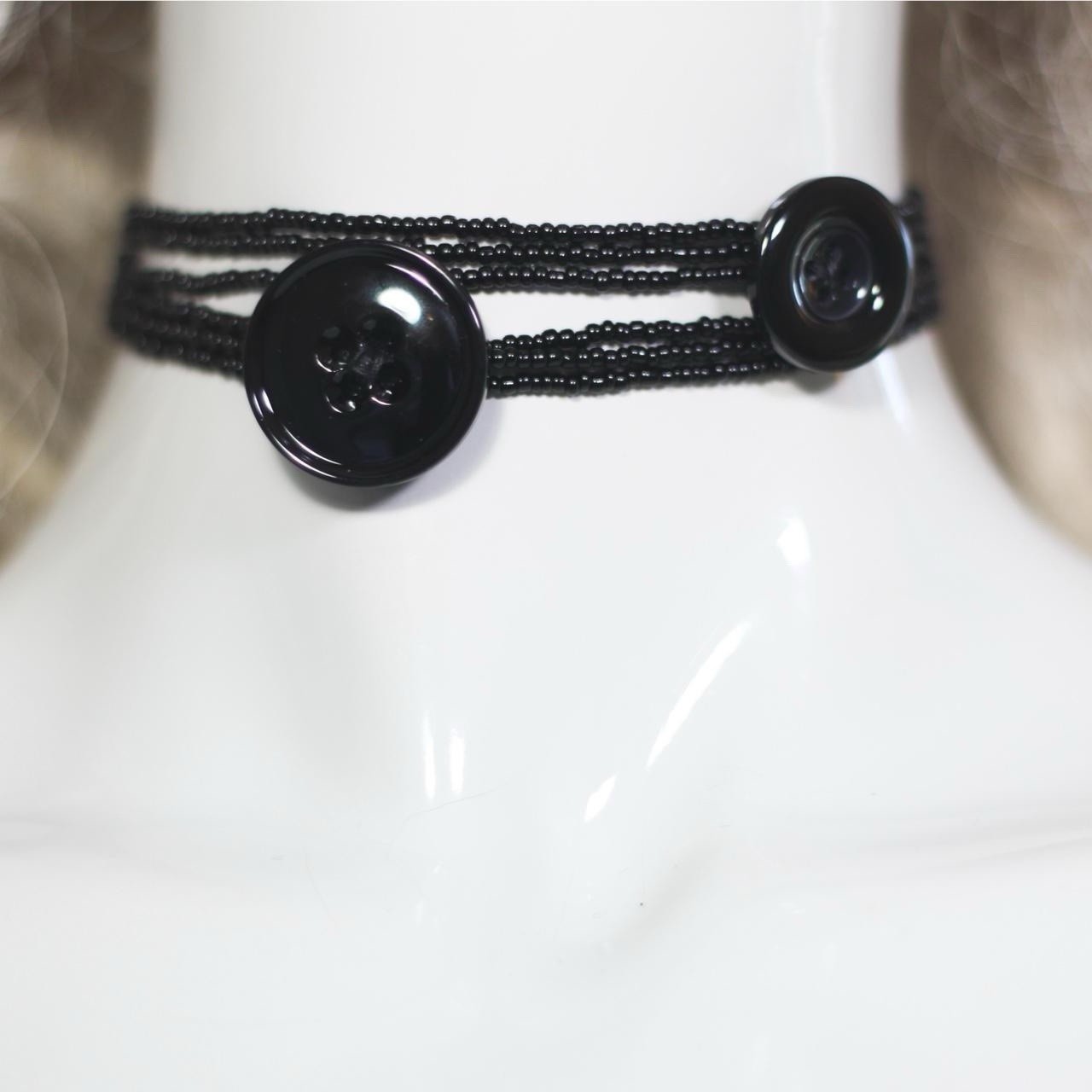 Handcrafted Black Bead Button Choker #goth #whimsygoth PLUS a MYSTERY GIFT