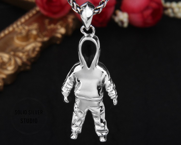 Faceless Hoodie Figure Pendant 925 Silver Streetwear Hip Hop Anonymous Charm