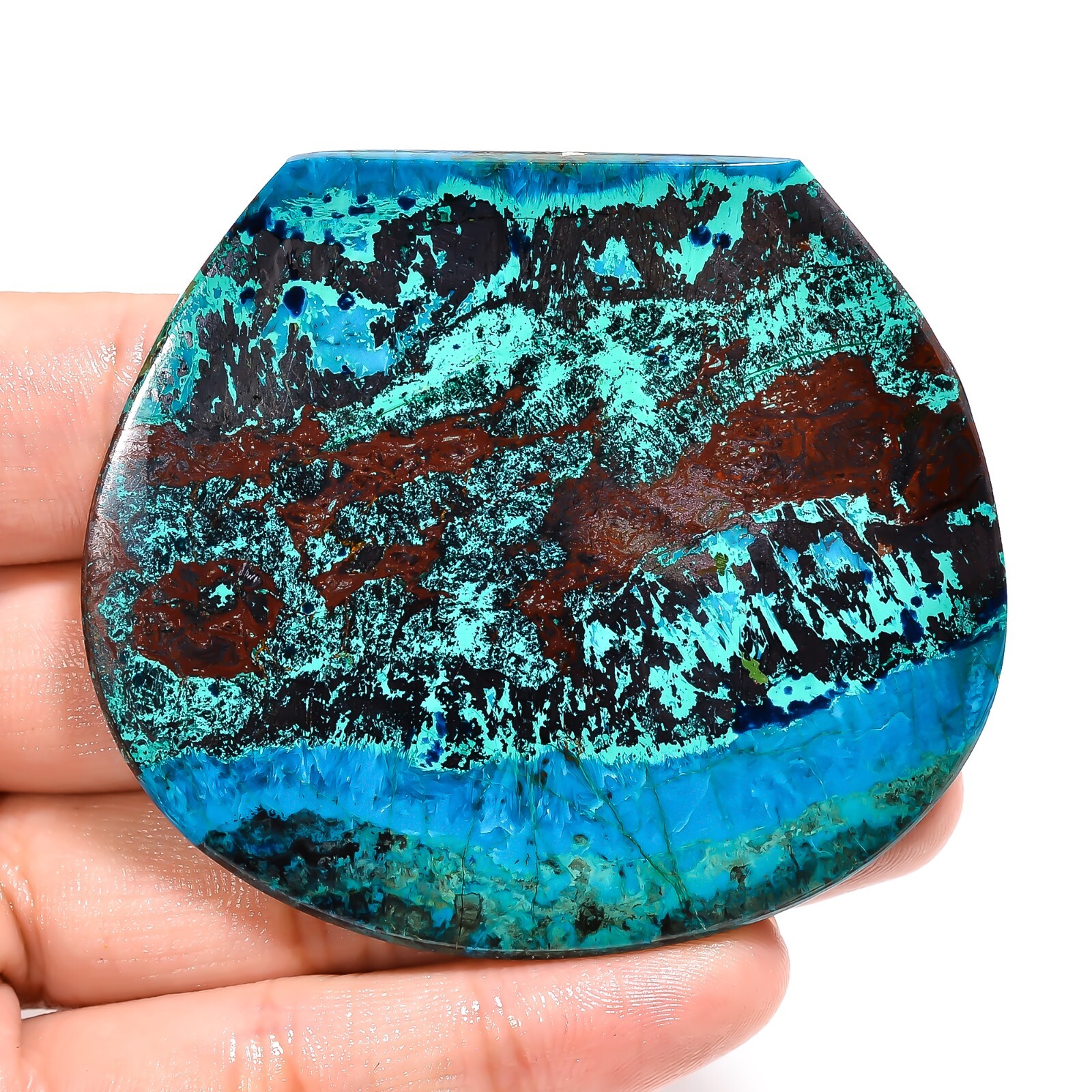 313.25Ct 100%Natural Azurite Chrysocolla Fancy Cabochon Loose Gemstone 59x66x5mm
