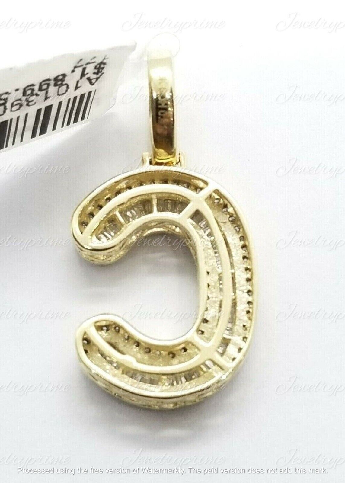 3Ct Lab Created Diamond Initial Alphabet Letter C Pendant 14K Yellow Gold Plated