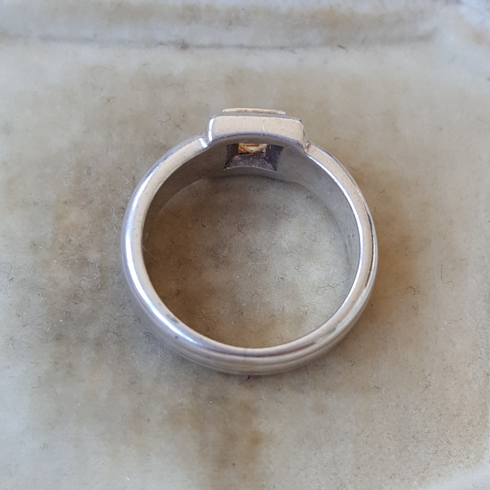 Vintage 925 Sterling Silver Ring, Genuine Citrine Gemstone, Size i.5 US 4.5