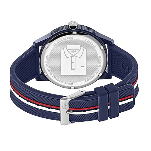 LACOSTE POLO SHIRT 12.12 2011070 BLUE DIAL NAVY SILICONE STRAP 42MM MENS WATCH