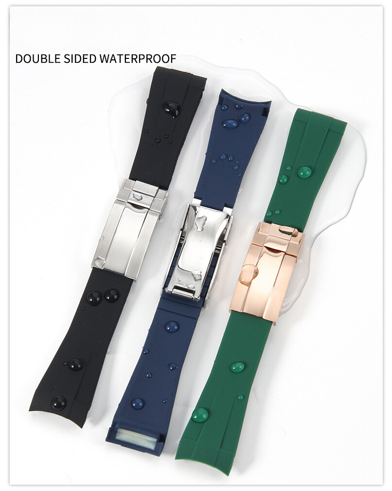 Silicone Rubber Watch Band Men’s Waterproof Silicone Sports Strap Fit Rolex 20mm