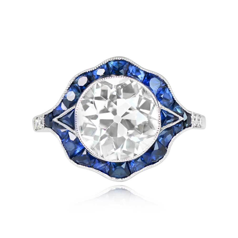 3Ct White Round Bezel Set Retro Style Engagement Wedding Ring Solid 925 Silver