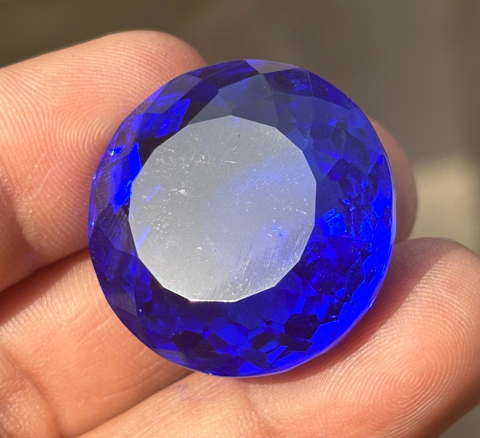 Certified 100 Cts Round Cut Blue Kashmiri Sapphire Loose Natural Gemstone Superb